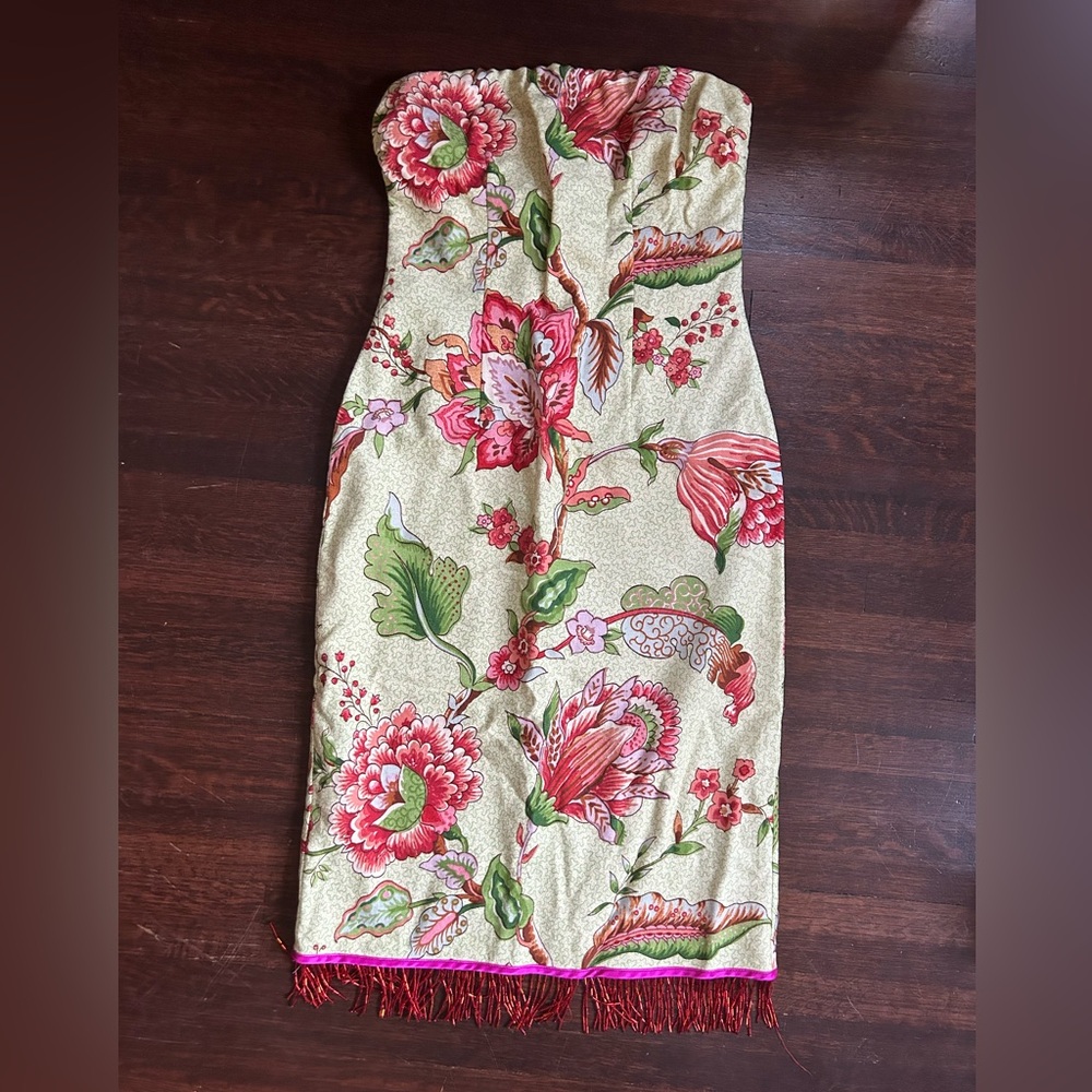 RARE Anthropologie Mica Floral Print Strapless Dress - sz 6